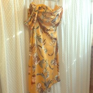 ASOS tropical print Bardot scuba midi dress